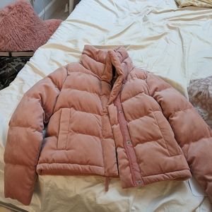 Pink Velvet Mini Puffer Jacket